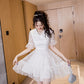 White v neck tulle sequins short dress  1078