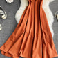 Einfaches A-Linien-Rundhalskleid Modekleid 841
