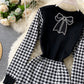 Fashionable stitching long sleeve dress  973