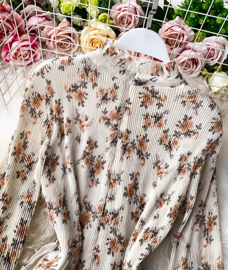 Cute A line printed long sleeve dress  985