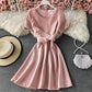 Cute A line round neck short dress  703