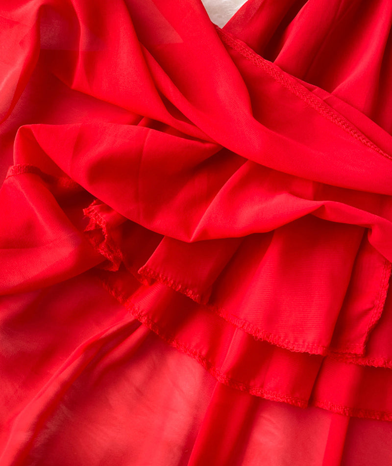Red A line chiffon dress fashion dress  1064