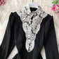 Schwarzes langärmliges Spitzenkleid 967