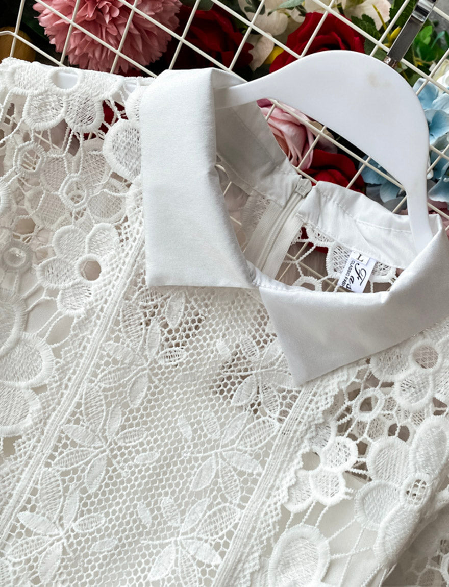 A line lace short dress summer dress  1161