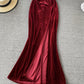 Burgunder langes Samtkleid 753
