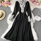 Schwarzes langärmliges Spitzenkleid 967
