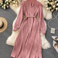 Einfaches A-Linien-Kleid mit langen Ärmeln, Modekleid 901