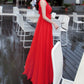 Red chiffon long dress women's dress  1190