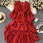 Rotes A-Linie Chiffonkleid Mode Mädchenkleid 840