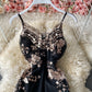 Black sequins short dress party dress  931