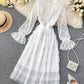 Cute long sleeve lace dress fashion girl dress  1060