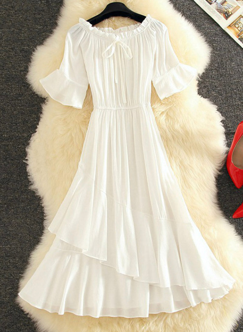 Cute A line dress short sleeve dress summer dress  1126