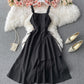 Black A line dress fashion dress  726
