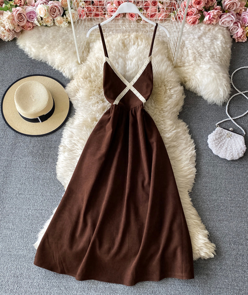 A line v neck lace dress fashion dress  932