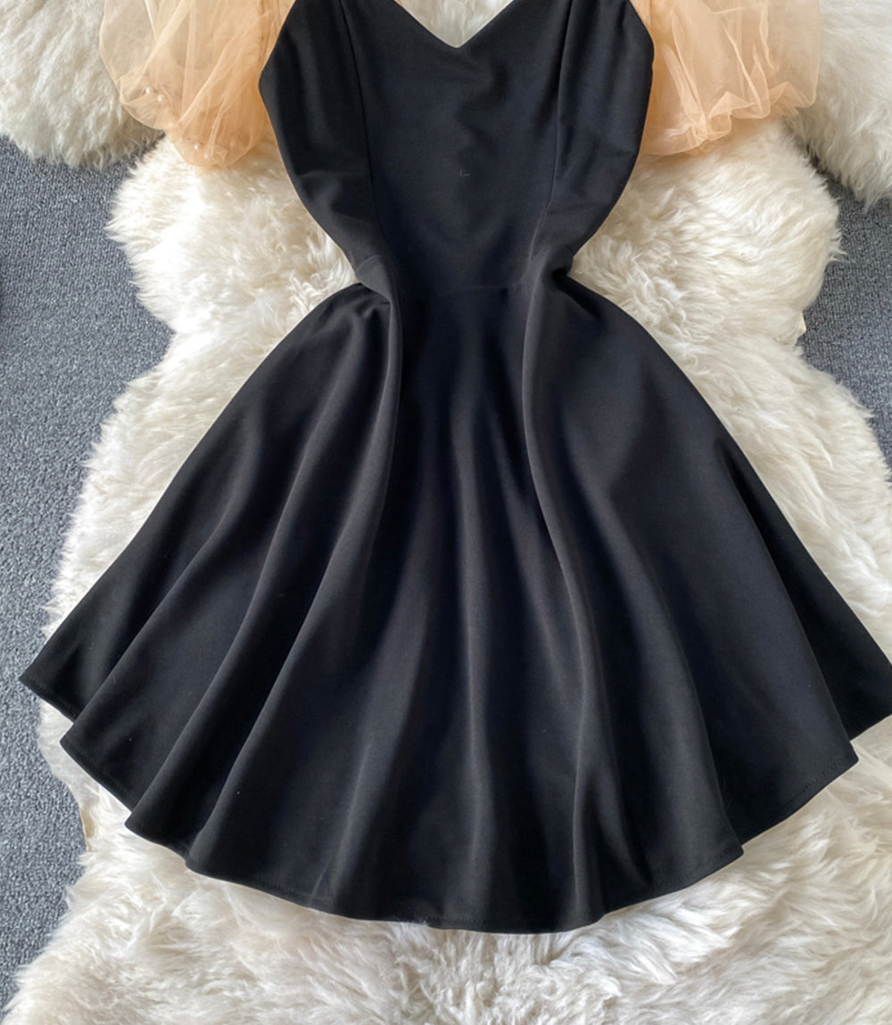 Cute A line black dress  870
