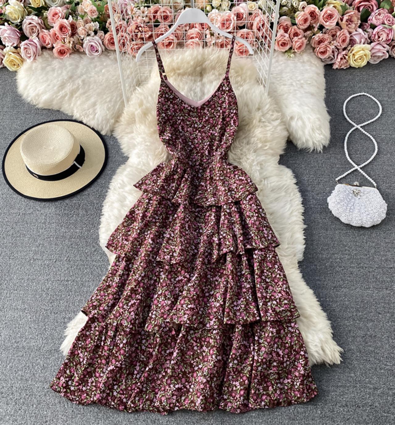 Cute A line floral dress  815