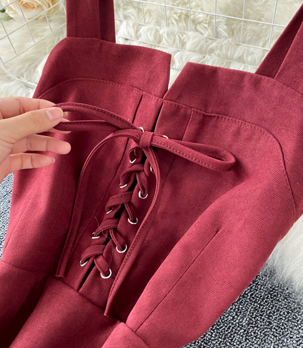 Jolie robe courte à lacets en forme de A 872