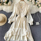 Champagne v neck lace dress fashion dress  847