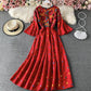 Cute A line embroidered dress  734