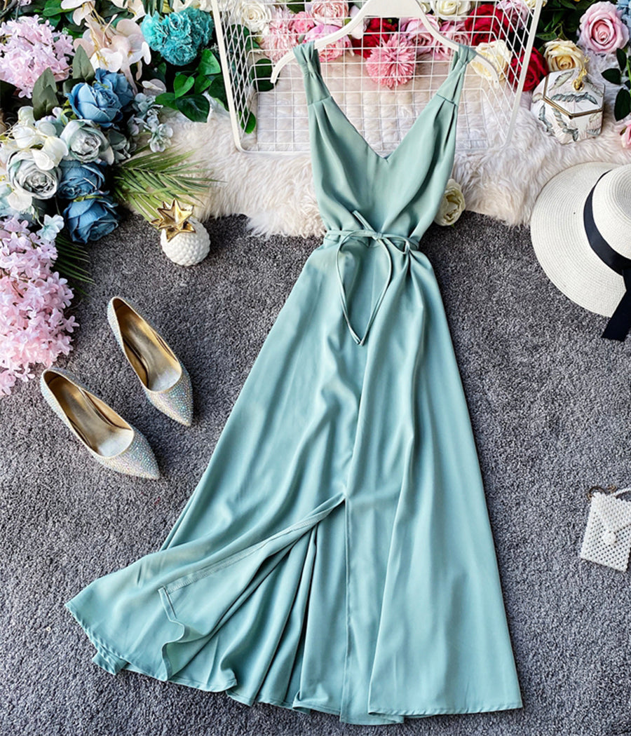 Simple A line v neck dress women's dress  1224