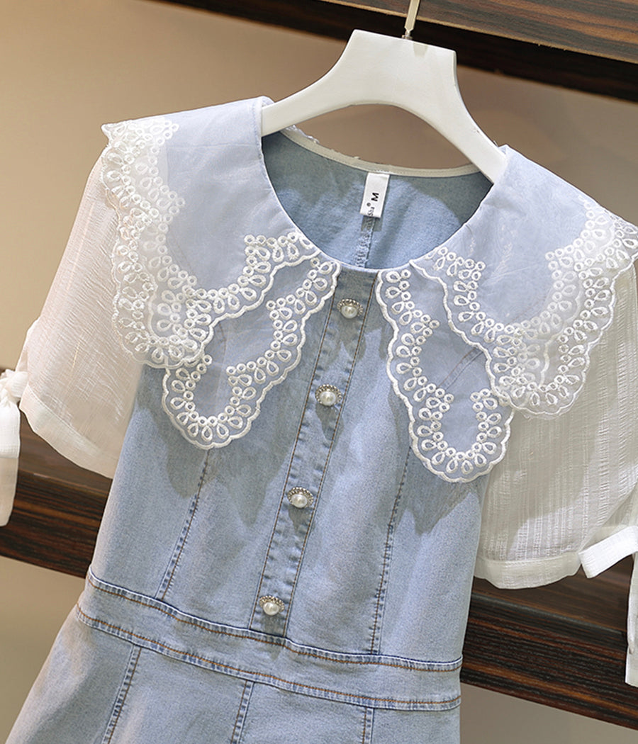 Lovely lace stitching dress  1254