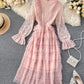 Cute long sleeve lace dress fashion girl dress  1060