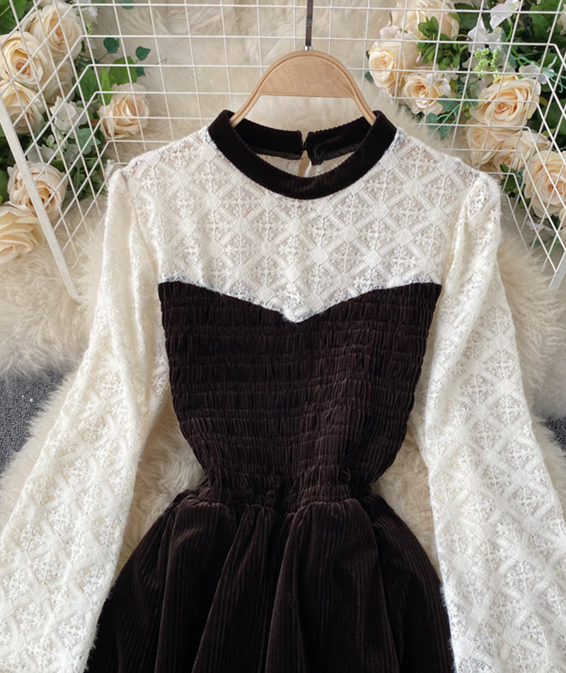 Cute A line stitching dress  919