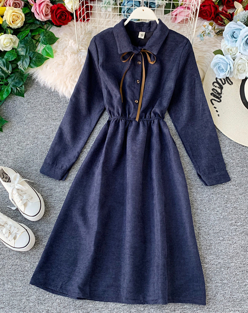 Cute A line long sleeve dress autumn clothing  1069