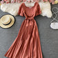 Süßes A-Linien-Modekleid mit Rundhalsausschnitt 756