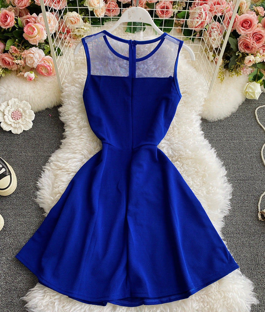 Cute lace short dress A line dress  880
