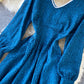 Blaues Langarmkleid mit V-Ausschnitt 978