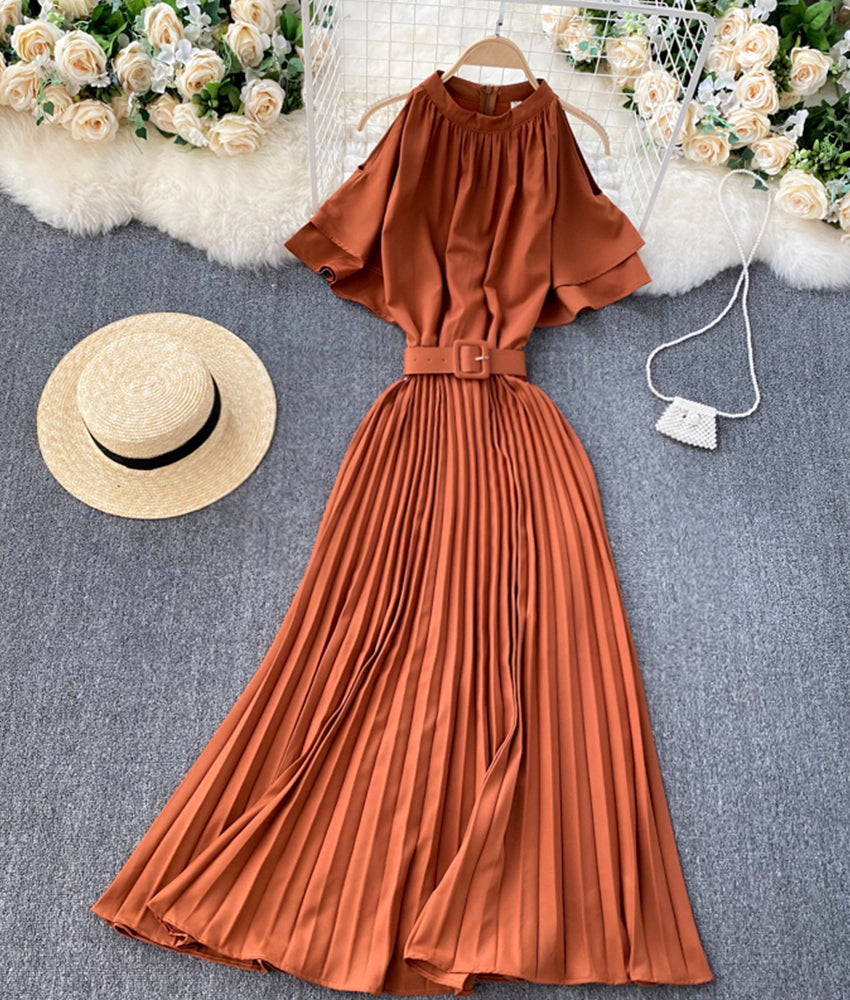 Cute A line round neck dress off shoulder dress  893