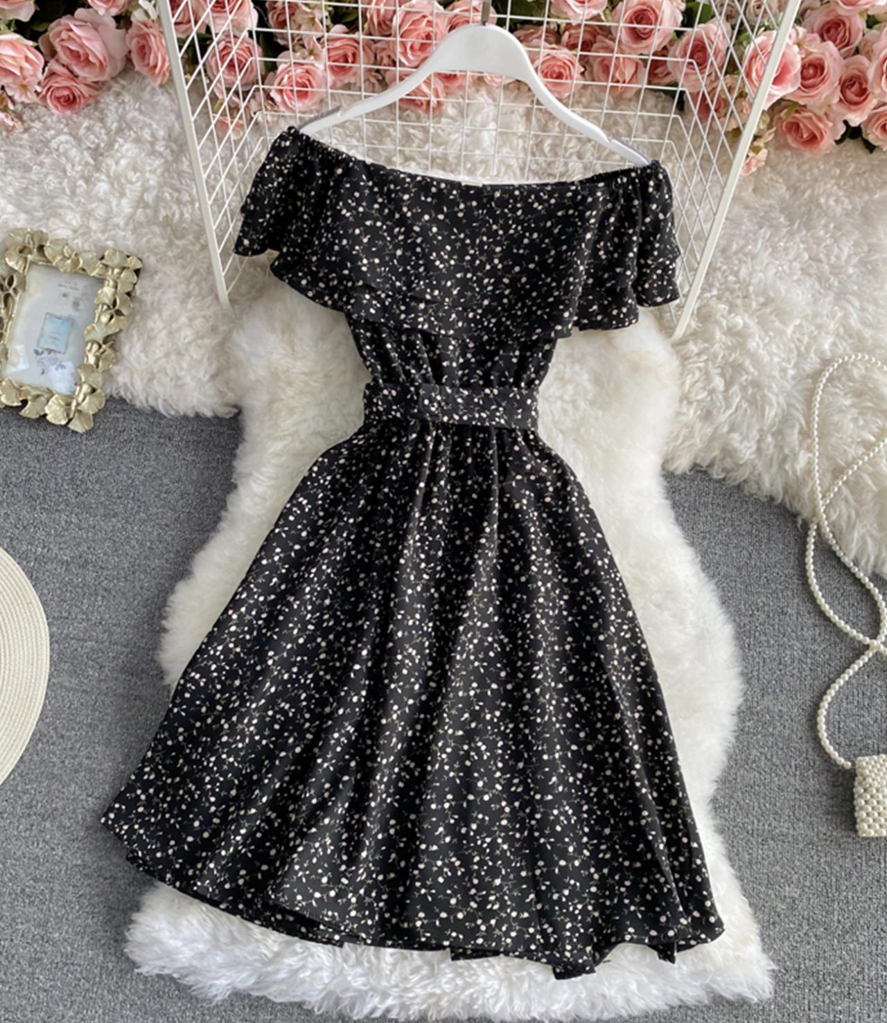 Süßes A-Linie Blumenkleid Modekleid 789
