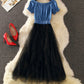 Cute denim stitching dress summer dress  1252