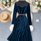Elegant velvet long sleeve dress  1001