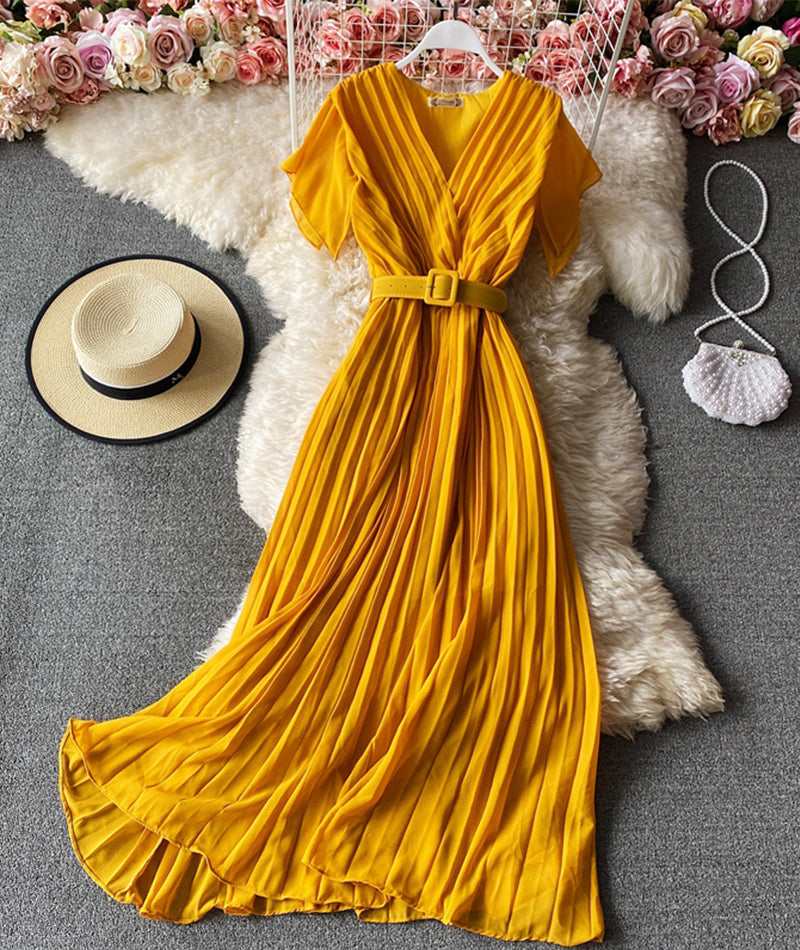 A line v neck short dress fashion dress  947