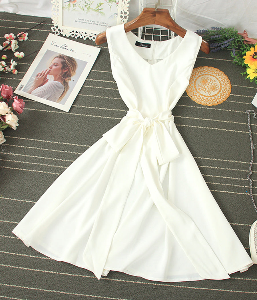 Simple v neck sleeveless dress summer dress  1200