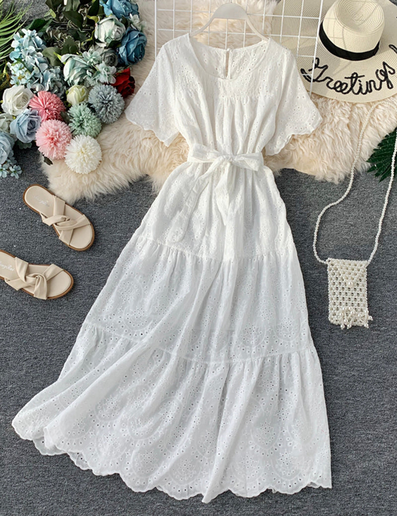 Lovely cutout short sleeve dress  1043