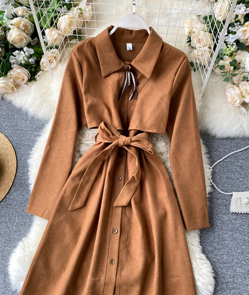 Cute A line long sleeve dress  1002