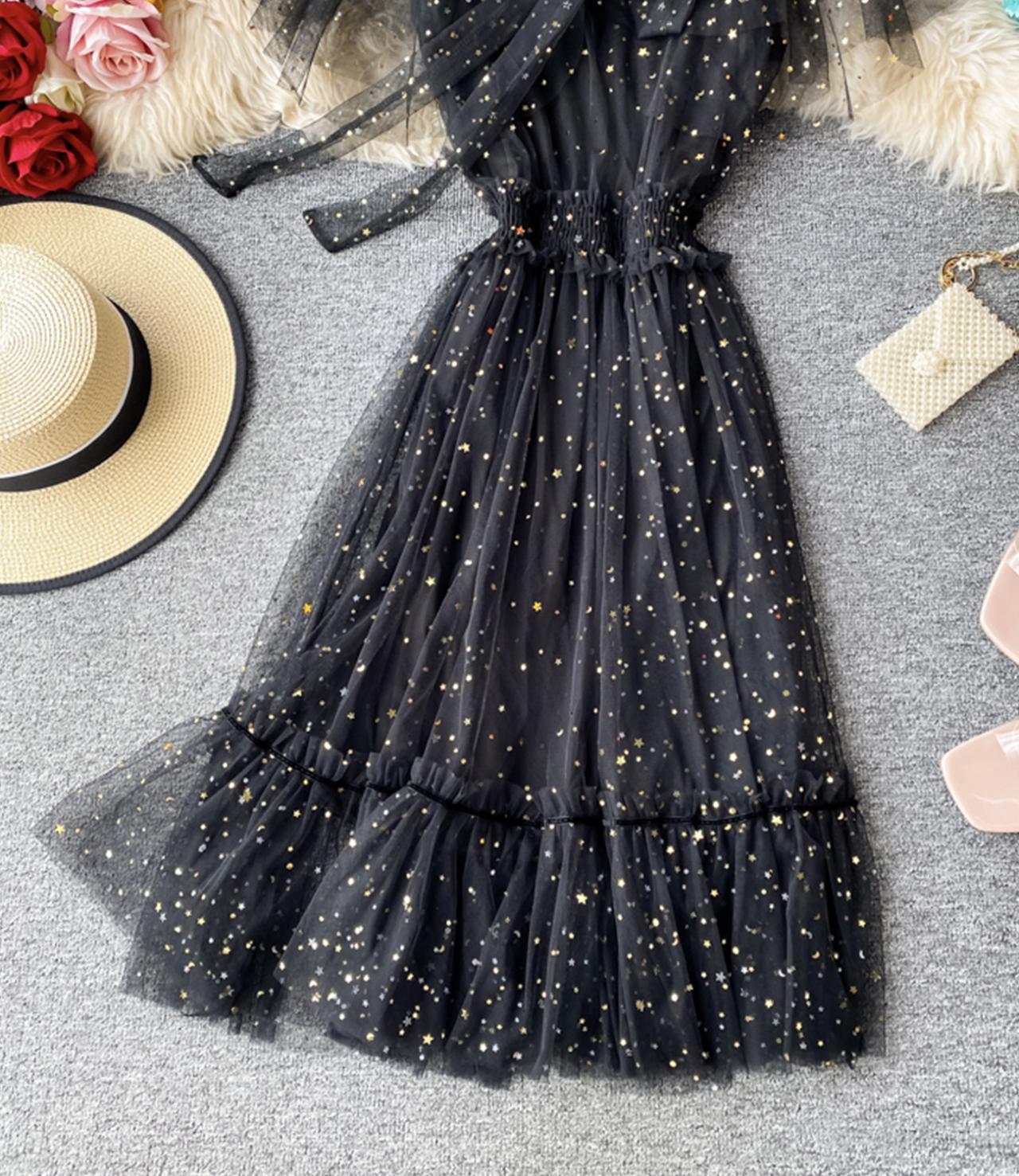 Cute tulle sequins short dress fashion dress  735