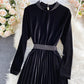 Elegant velvet long sleeve dress  963