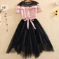 Fashion girl dress A line plaid tulle dress  1235