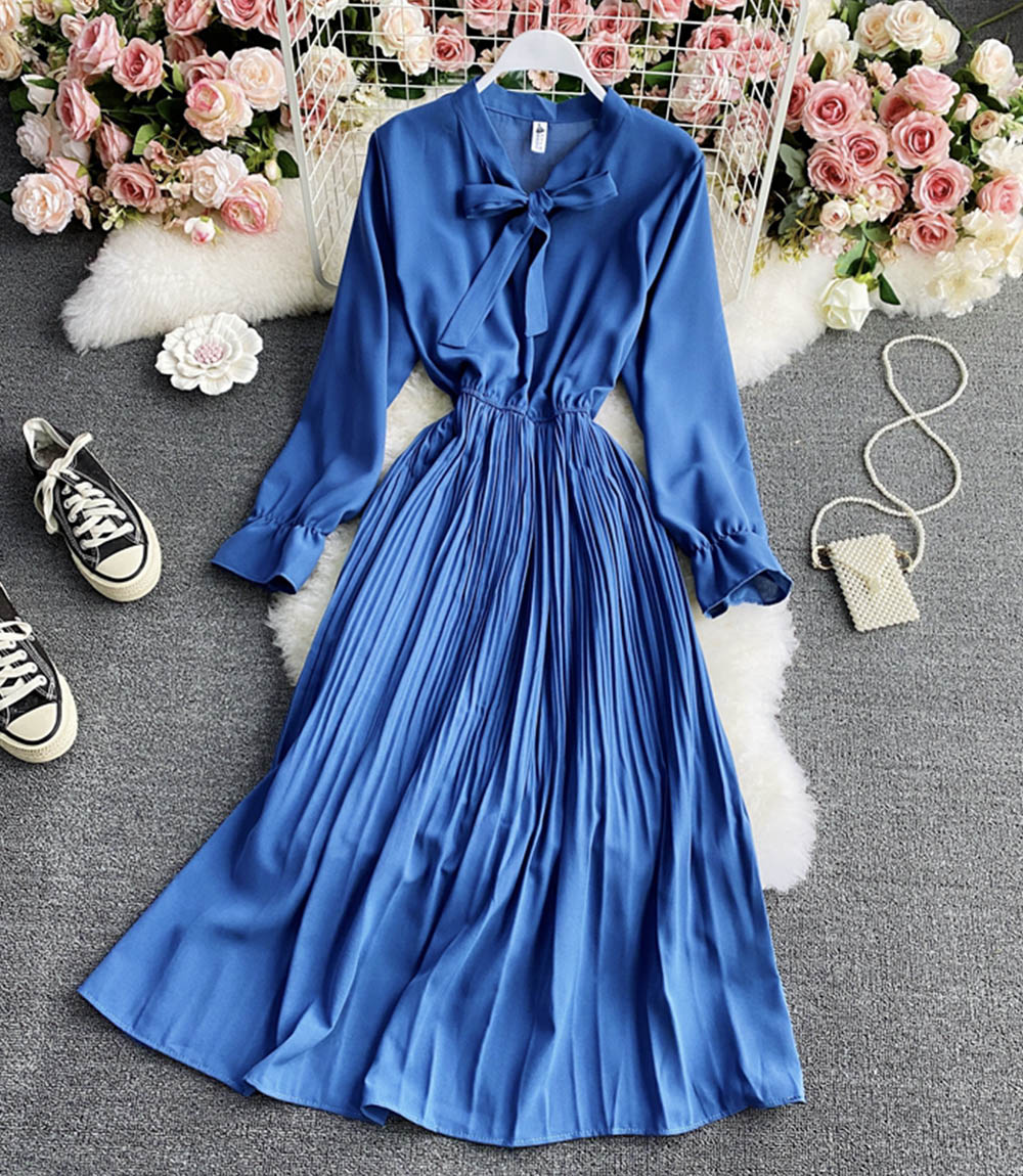 A line chiffon dress long sleeve dress  846