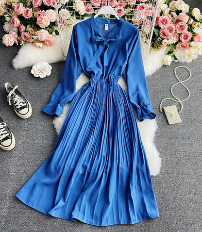 A line chiffon dress long sleeve dress  846