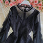 Schwarzes durchsichtiges Kleid in A-Linie kurzes Kleid 856