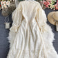 Champagne lace long sleeve dress  965