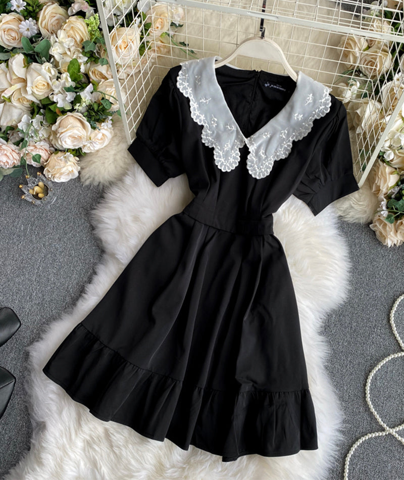 Black A line short dress fashion dress  977
