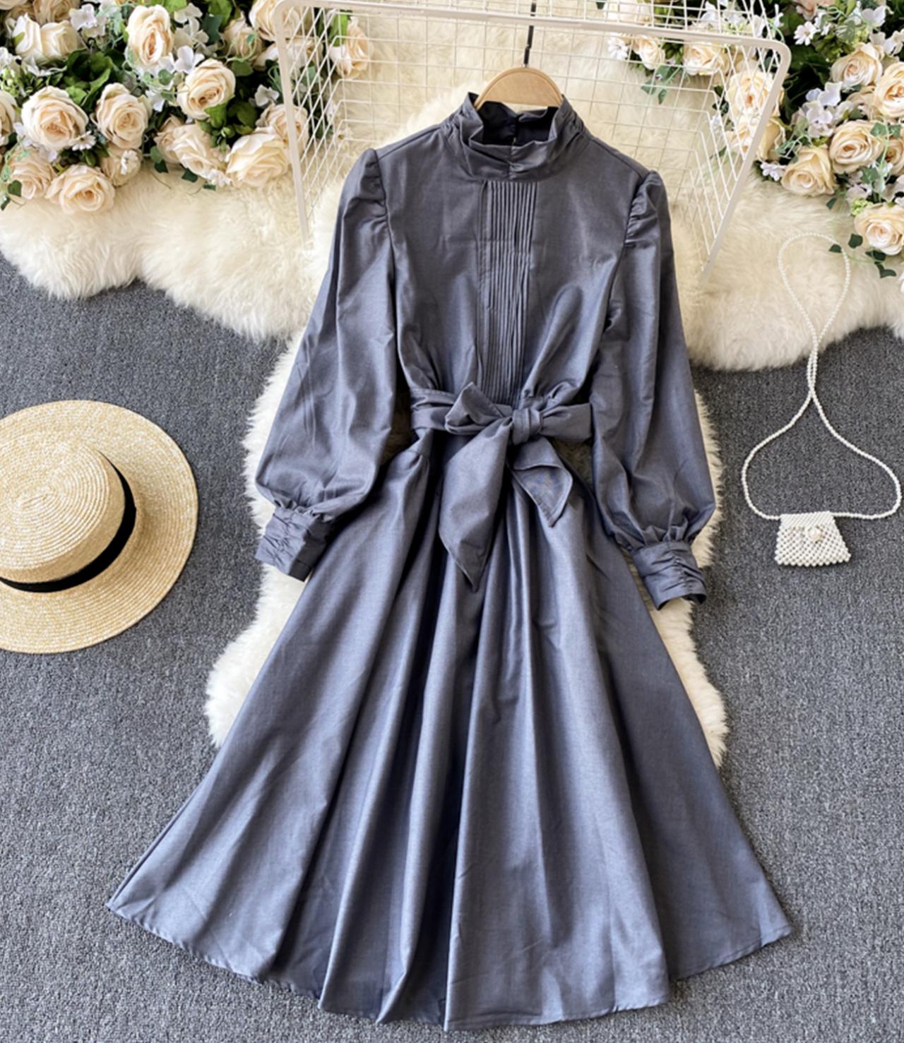 Elegant A line long sleeve dress  831
