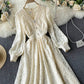 Champagne v neck lace dress fashion dress  847