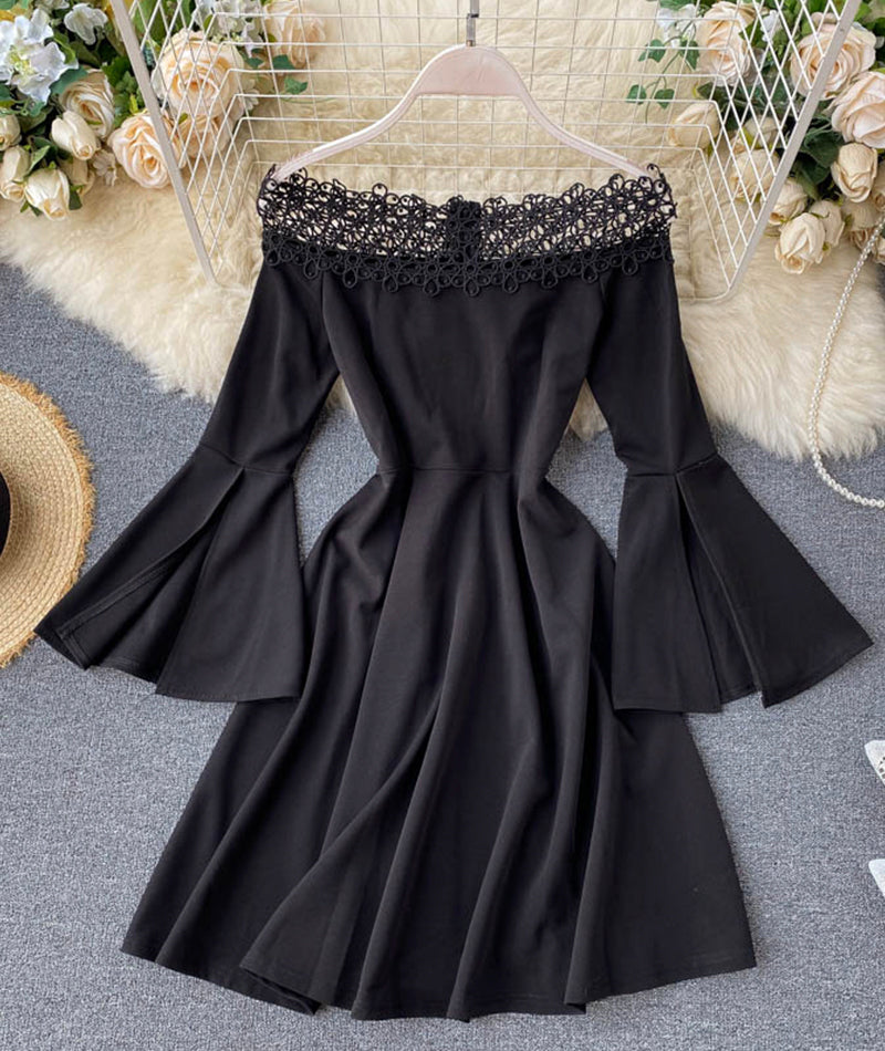 Fashionable A line dress flared sleeve dress  1037